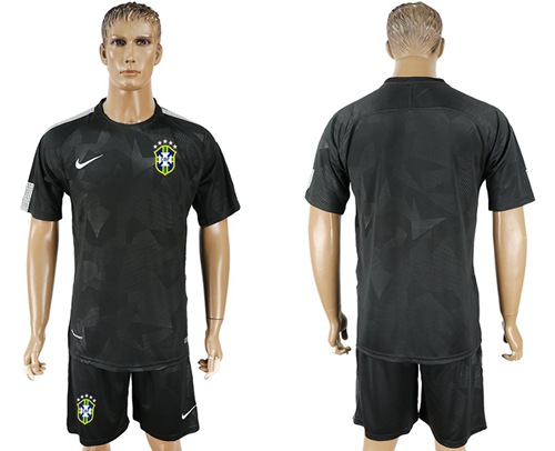 Brazil Blank Black Soccer Country Jersey